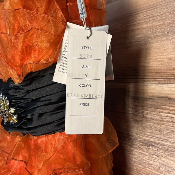 Interlude Orange & Black Strapless Tulle Dress NWT - Picture 3 of 5